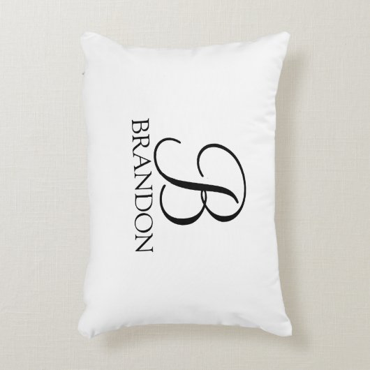 クラシックなパーソナライズスクリプトモノグラムと名前 アクセントクッション (正面(垂直))