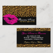 クラシックなヒョウのプリントのカスタムの名刺のピンクの唇 名刺 (正面/裏面)