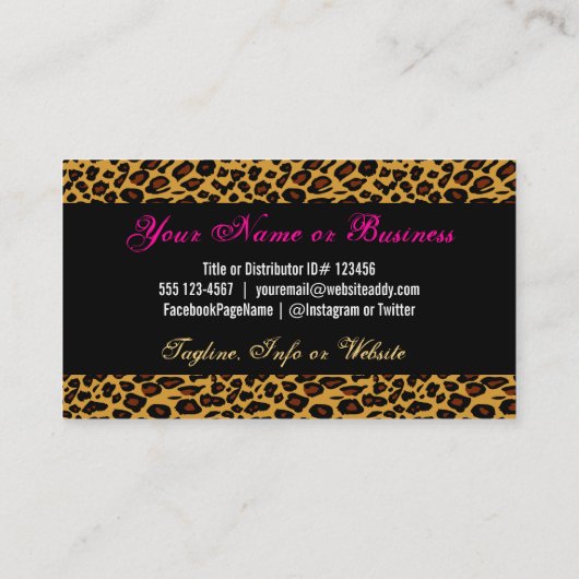 クラシックなヒョウのプリントのカスタムの名刺のピンクの唇 名刺 (裏面)