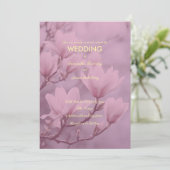 クラシックなピンクと白のマグノリアの背景 招待状 (スタンド正面)