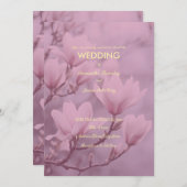 クラシックなピンクと白のマグノリアの背景 招待状 (正面/裏面)