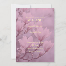 クラシックなピンクと白のマグノリアの背景 招待状