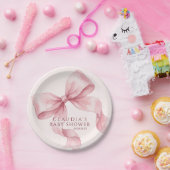 クラシックなピンクの水彩ボウベイビーシャワー ペーパープレート (パーティー)