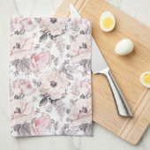 クラシックなピンク及び灰色パターン キッチンタオル (四つ折り)