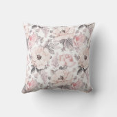 クラシックなピンク及び灰色パターン クッション (裏面)