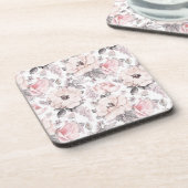 クラシックなピンク及び灰色パターン コースター (左側)