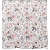 クラシックなピンク及び灰色パターン シャワーカーテン (正面)