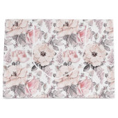 クラシックなピンク及び灰色パターン ラージペーパーバッグ (正面)