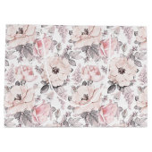 クラシックなピンク及び灰色パターン ラージペーパーバッグ (裏面)