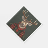 クラシックなファーマー ハウススタイルのチェック柄 鹿とグリーン スタンダードランチョンナプキン (角)