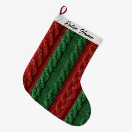 クラシックなフェイクケーブルニットクリスマスストッキング ラージクリスマスストッキング