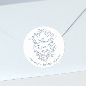 クラシックなフランスの青いウェディングシャワーのお礼 ラウンドシール