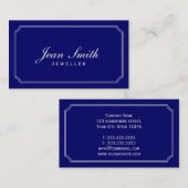 クラシックなフレームの濃紺の宝石類の名刺 名刺 (正面/裏面)