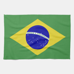 クラシックなブラジルの旗 キッチンタオル