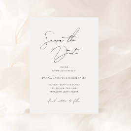 クラシックなブラックとホワイトのエレガントなウェディング セーブザデート