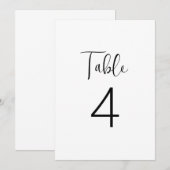 クラシックなブラックとホワイトのミニマルテーブルナンバー 招待状 (正面/裏面)