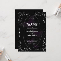 クラシックなブラックとホワイトの結婚式の招待状カード