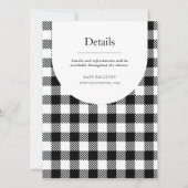 クラシックなブラックアンドホワイトのチェック柄のシャワー 招待状 (裏面)