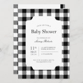 クラシックなブラックアンドホワイトのチェック柄のシャワー 招待状 (正面/裏面)
