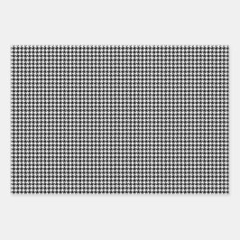 クラシックなブラックアンドホワイトのハウンドトゥースパターン ラッピングペーパーシート