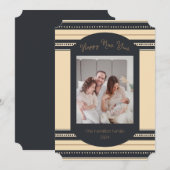 クラシックなブラックゴールドのスクリプト年賀状 招待状 (正面/裏面)