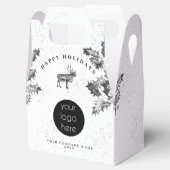 クラシックなブラックホワイトのホリデービジネスロゴ クリスマス フェイバーボックス (オープン)