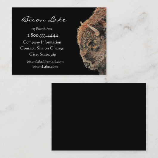クラシックなブラック・バイソン、バッファロー動物カスタムビジネス 名刺 (正面/裏面)