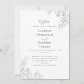 クラシックなブラック＆ホワイトのイラスト招待状 招待状 (正面)