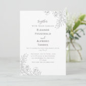 クラシックなブラック＆ホワイトのイラスト招待状 招待状 (スタンド正面)