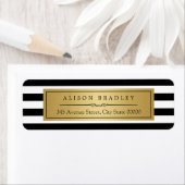 クラシックなブラック＆ホワイトのストライプ ゴールドラベル ラベル (インサイチュ)