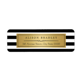 クラシックなブラック＆ホワイトのストライプ ゴールドラベル ラベル
