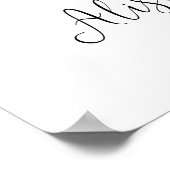 クラシックなブラック＆ホワイトのリハーサルディナーウェルカムサイン ポスター (角)