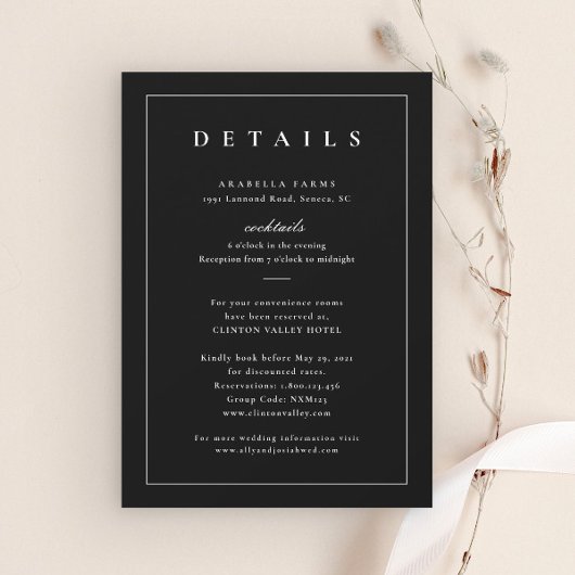 クラシックなブラック＆ホワイトの結婚式の詳細