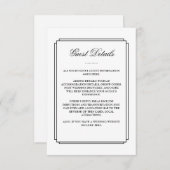 クラシックなブラック＆ホワイトの結婚式ゲスト詳細 エンクロージャーカード (正面/裏面)