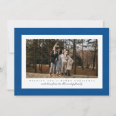 クラシックなヘリンボーン ツイードフレームのシンプルな青い写真 シーズンカード (正面)