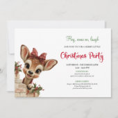 クラシックなベイビーレインディアの水彩画がキュートなパーティーの招待状 招待状 (正面)