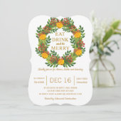 クラシックなホリデーシーズンのリースパーティークリスマスツリー 招待状 (スタンド正面)