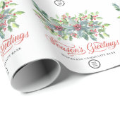 クラシックなホリーバerryのクリスマスホリデービジネス ラッピングペーパー (ロールコーナー)