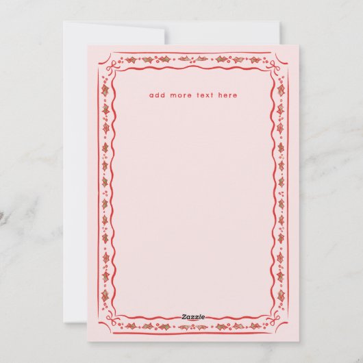 クラシックなホリーポイントのピンクと赤のフォトフレーム シーズンカード (裏面)