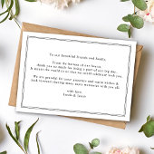 クラシックなホワイトのスクリプトスタイルの結婚式お礼カード 招待状