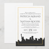 クラシックなホワイトのニューヨークスタイルの結婚式招待状 招待状 (正面/裏面)