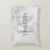 クラシックなホワイト大理石　個人名とイニシャル アクセントクッション (正面(垂直))