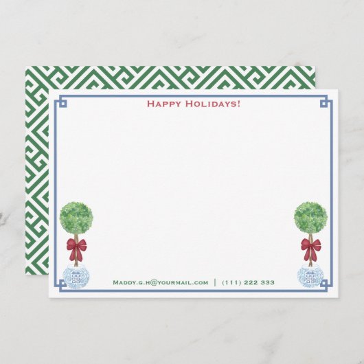 クラシックなボックスウッドのクリスマスカード あなたのデスクから ノートカード (正面/裏面)