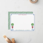 クラシックなボックスウッドのクリスマスカード あなたのデスクから ノートカード (正面/裏面インサイチュ)