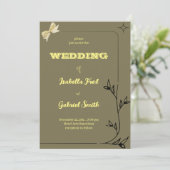 クラシックなボーダーとグレーの背景 招待状 (スタンド正面)