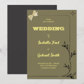 クラシックなボーダーとグレーの背景 招待状 (正面/裏面)