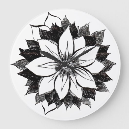 クラシックなポインセチアの柱時計 ラージ壁時計 (正面)