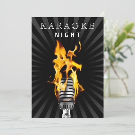 クラシックなマイク30歳の誕生日カラオケナイトパーティー 招待状 (スタンド正面)