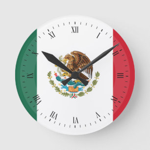 クラシックなメキシコ旗 ラウンド壁時計