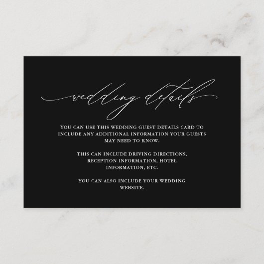 クラシックなモノクロの詳細とカリグラフィー エンクロージャーカード (正面)